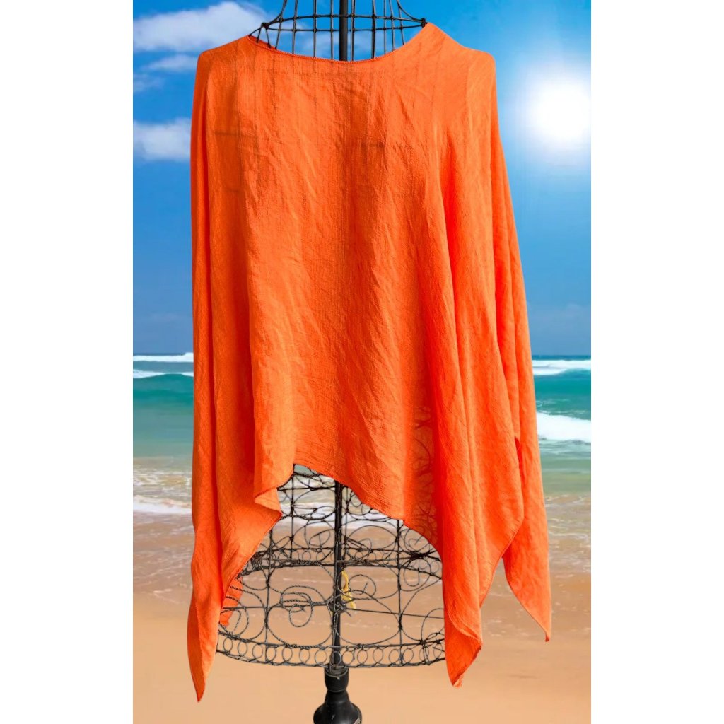 Vintage Swimsuit Cover Up One Size Orange Beach Cruise Tropical Island Vacation